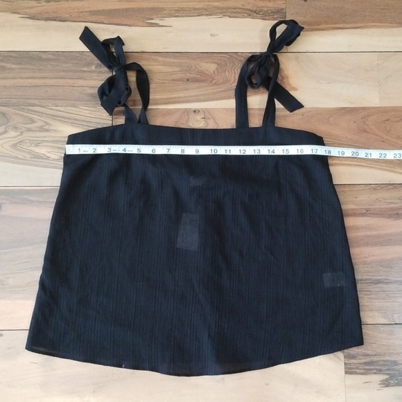 J Crew black tank with ties on shoulder - Picture 3 of 8